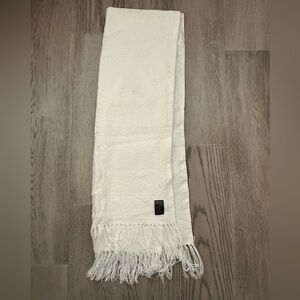 Cream Soft Textured Wrap Shawl with Fringe